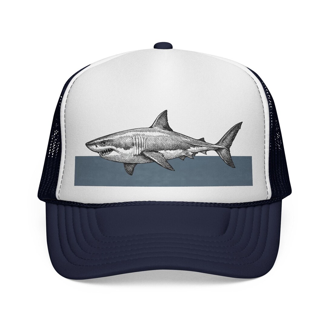Vintage Shark Illustration Trucker Cap | Marine Wildlife Mesh Hat - Etsy
