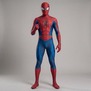 Spider-Man-Kostüm für Herren, Peter Parker rot-blauer Ganzkörperanzug mit Maske, Marvel-Superhelden-Cosplay, Spider-Man-Kostüm für Erwachsene zu Halloween