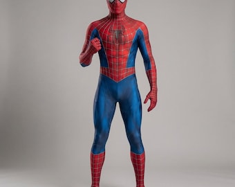 Spider-Man-Kostüm für Herren, Peter Parker rot-blauer Ganzkörperanzug mit Maske, Marvel-Superhelden-Cosplay, Spider-Man-Kostüm für Erwachsene zu Halloween