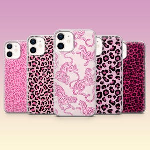 Pink Leopard Phone Case Cheetah Cover for iPhone 17e, 17Pro, 16e, 15, 14, 13, 12, Samsung S26Ultra, S25, A56, A16, Pixel 10A, 10Pro, 9A