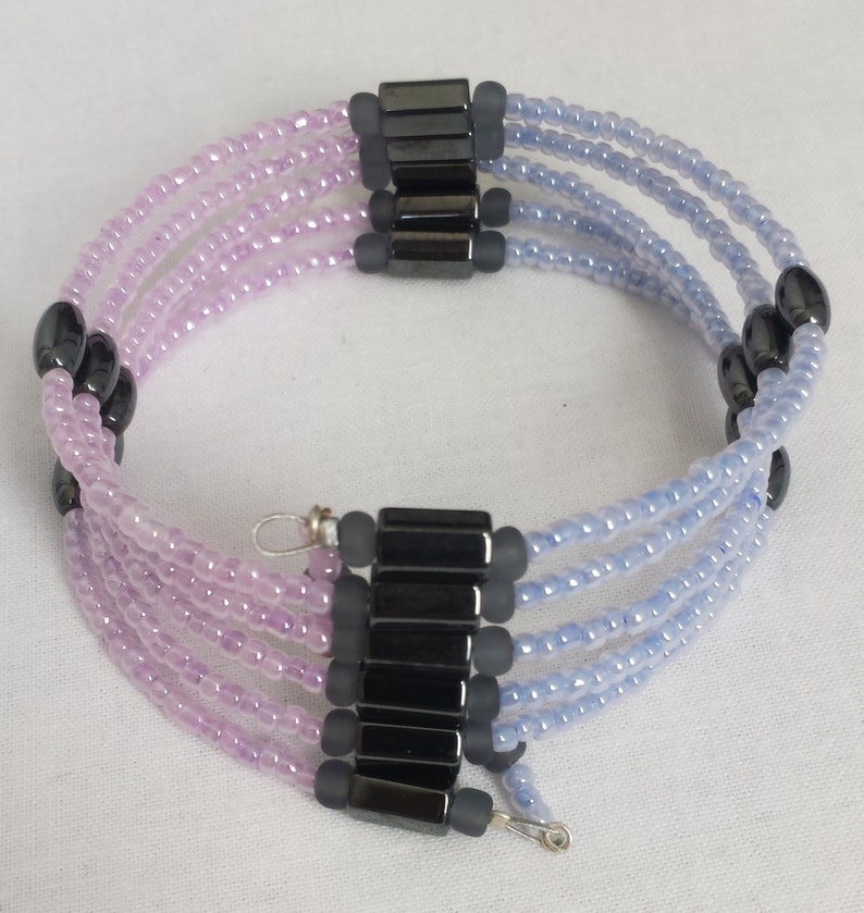 Bracelet Wrap Bracelet Blue and Purple Seed Bead Etsy