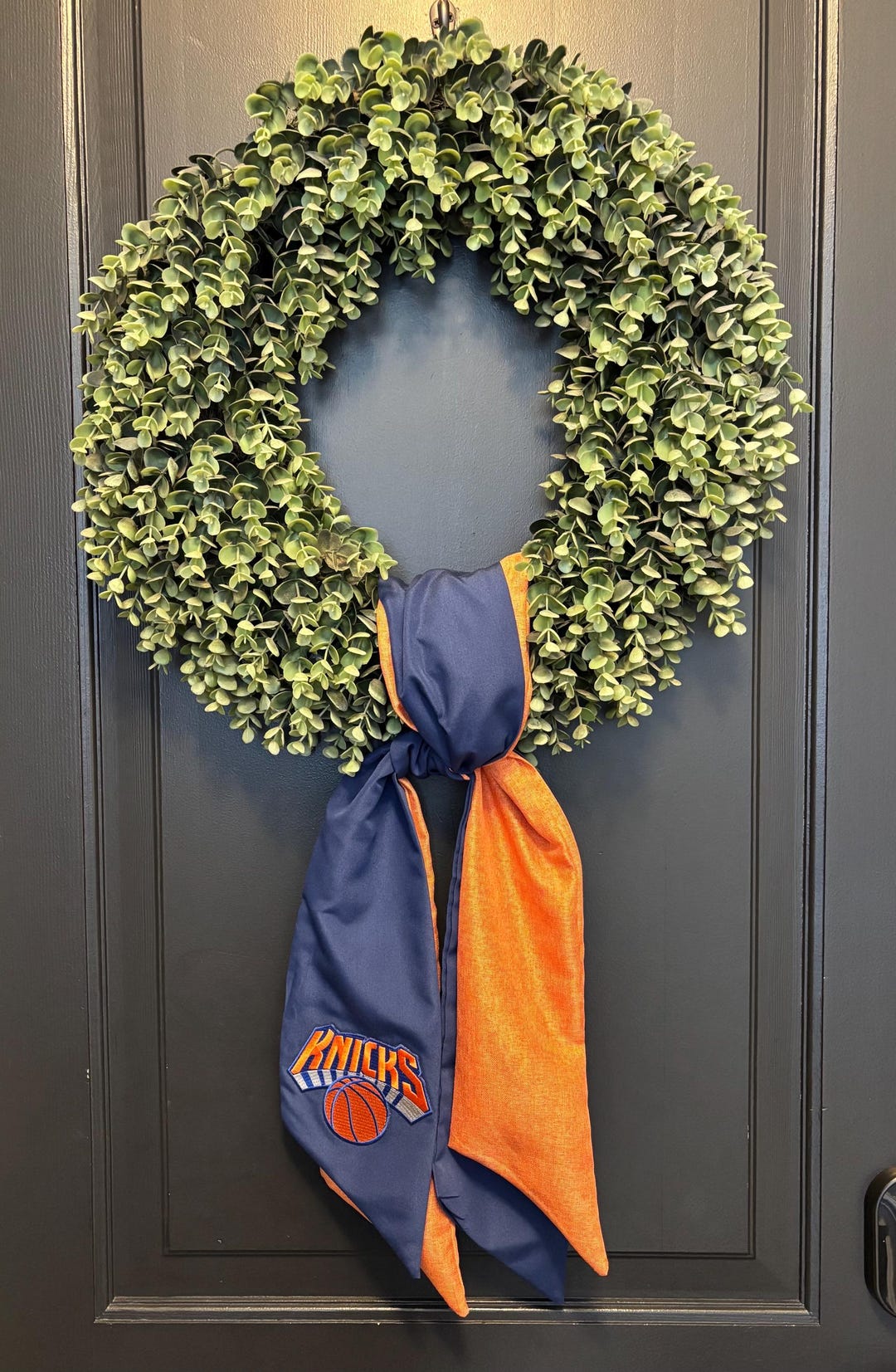 NY Knicks Wreath Sash NBA Team Decor Front Door Decor Garland