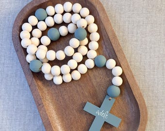 Guirnalda de rosario gigante de madera personalizada, decoración para habitación infantil, regalo de graduación