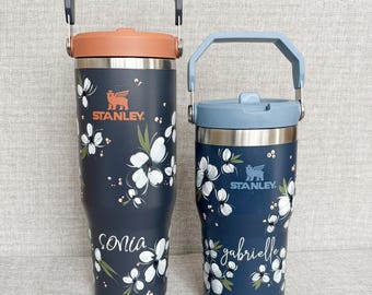 Hand Painted Personalized Floral Stanley Tumbler Choose Any Style & Color