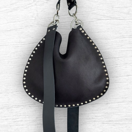 Black Leather Bag Crossbody Hobo Bag Messenger Bag Etsy