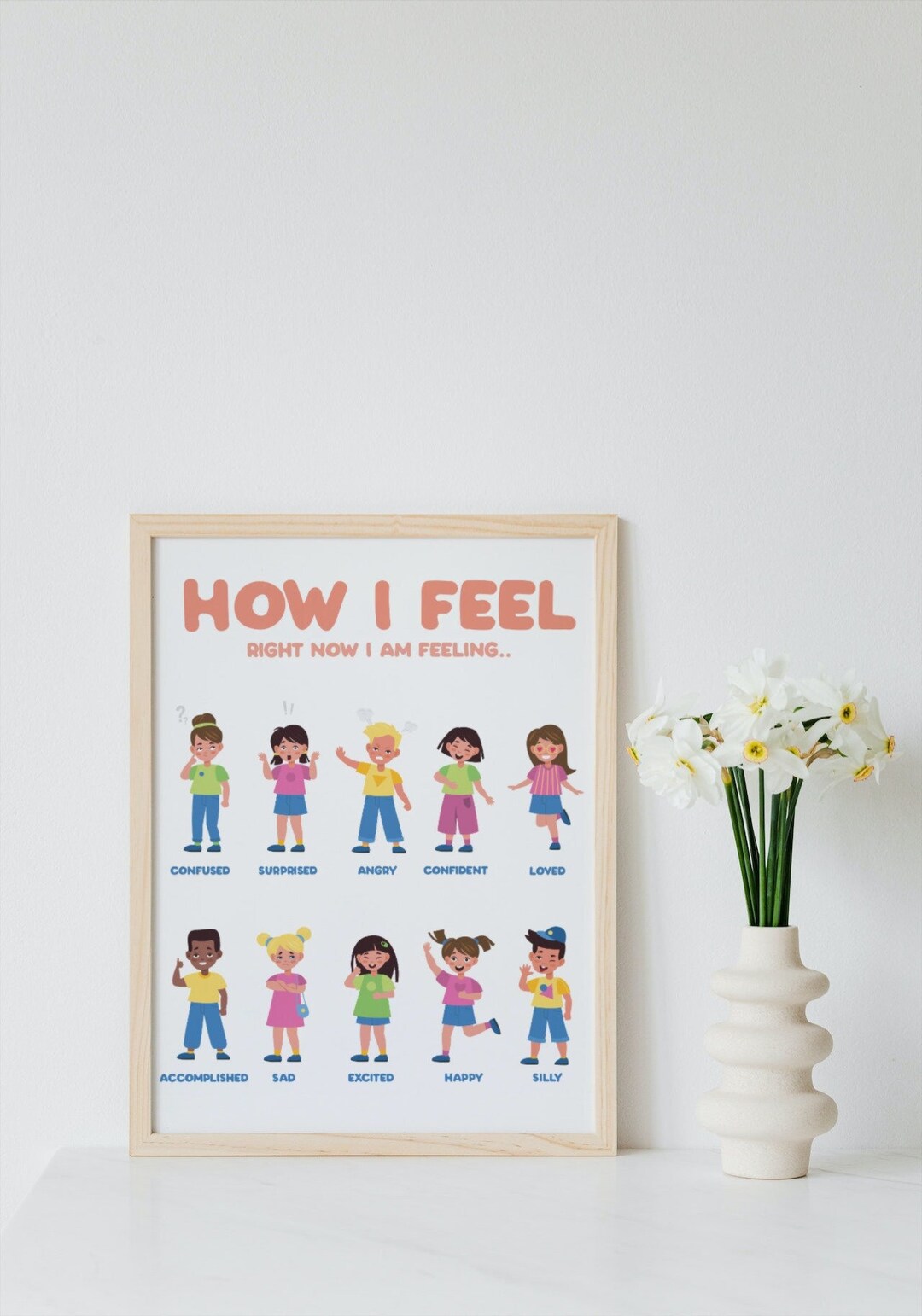 Emotions Chart Poster, Feelings Education, Classroom Decor (16x20
