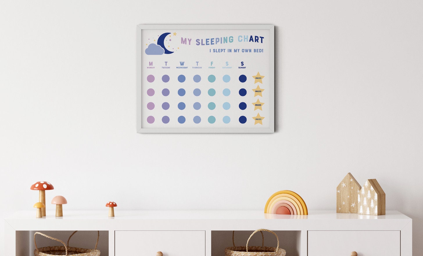 Printable Toddler Sleep Chart Kid's Sleep Chart Gender Neutral Instant