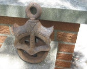 Vintage Pulley Collins and Burgie Cast Iron Metal Barn Hay Carrier Pulley Decor Lighting
