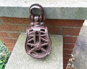Antique Vintage Barn Pulley Cast Iron and Wood Drop Pulley 254 Myers Hay Trolley Hay Carrier Old Farm Tool Primitive Decor Lighting