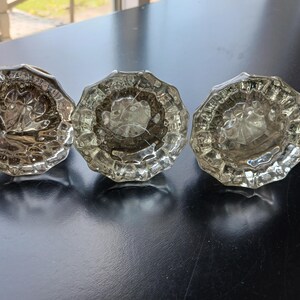 3 Antique Vintage 12 Point Crystal Door Knobs Architectural Salvaged Hardware