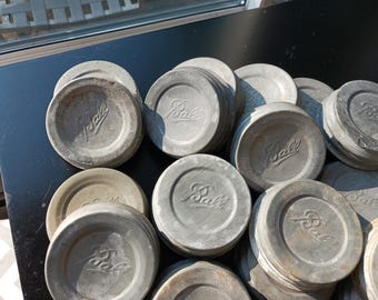 Vintage BALL Regular Size LIDS Canning Jar Zinc LIDS Porcelain Lined, Weddings, Crafts,  Lighting, Storage