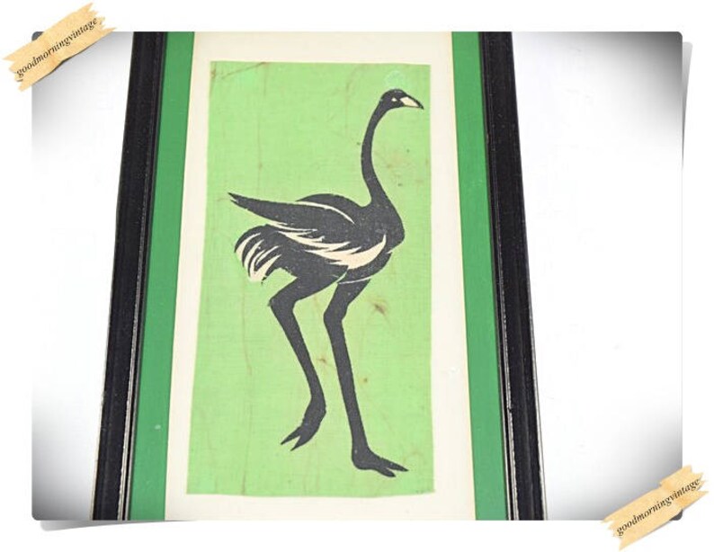 African Batik Cloth Art Ostrich