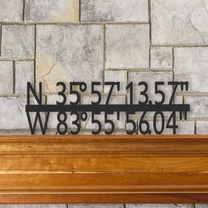 GPS Coordinates | Custom Metal Wall Art Sign| Latitude Longitude Sign| Wedding Anniversary Gift| Housewarming Gift| Address Sign| Rustic