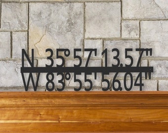 GPS Coordinates | Metal Wall Art| Latitude Longitude Sign| Custom Metal Sign| Wedding Gift| Housewarming Gift| Address Sign| GPS Sign