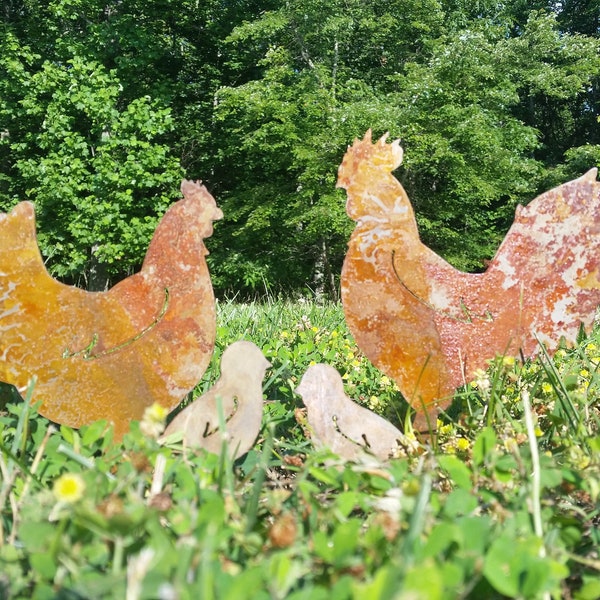 Chicken Family Farm Garden Stake- Metal Garden Sign- Custom Garden Sign- Free Shipping! - Chicken Rooster Chick Hen- Free Range