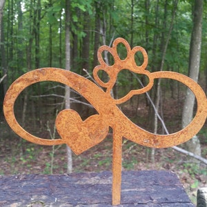 Infinity Dog Garden Stake with Heart and Paw- Metal Garden Sign- Custom Garden Sign- Free Shipping! - Dog Lover- Pet Memorial- Dog Walker