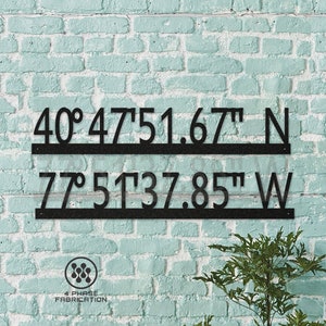 Personalized GPS Coordinates Metal Wall Art| Latitude Longitude Sign| Custom Metal Sign| Wedding Anniversary Gift| Housewarming Gift| Rustic