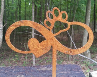 Infinity Dog Garden Stake with Heart and Paw- Metal Garden Sign- Custom Garden Sign- Free Shipping! - Dog Lover- Pet Memorial- Dog Walker