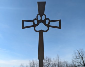 Cross Dog Paw Garden Stake- Metal Garden Sign- Custom Garden Sign- Free Shipping! - Dog Lover- Dog Bereavement- Pet Walker Gift- Religious