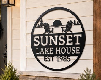 Personalized Lake House Sign | Custom Metal Lake House Sign | Family Lake House Decor | Lake Cabin Wall Art | Housewarming Gift | Lake Life