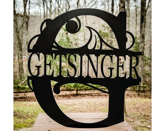 22” Family Name Sign–Metal Monogram Door Hanger for Inside or Outside-Metal Name Sign- Wedding Gift-Housewarming Present-11th anniversary