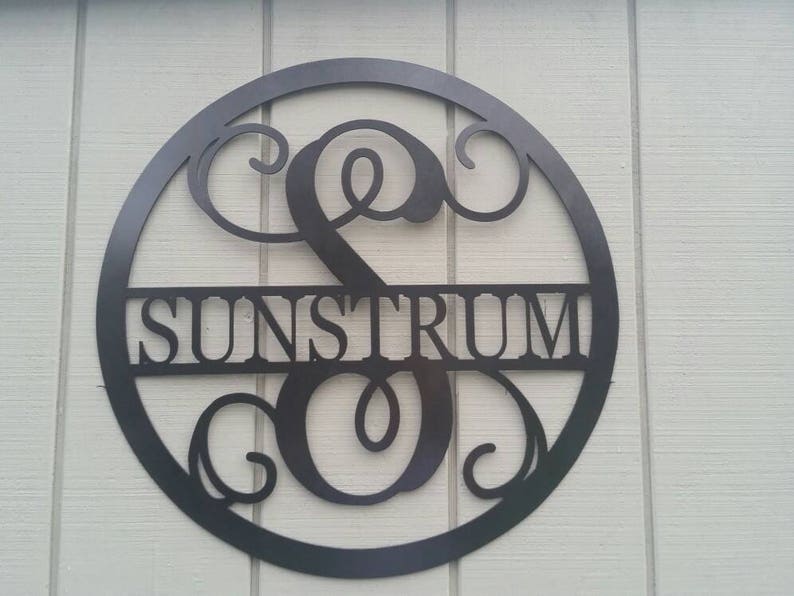 Family Name Sign\u201322\u201d Metal Name Sign Wedding Gift-Housewarming Present-11th anniversary Metal Monogram Door Hanger for Inside or Outside