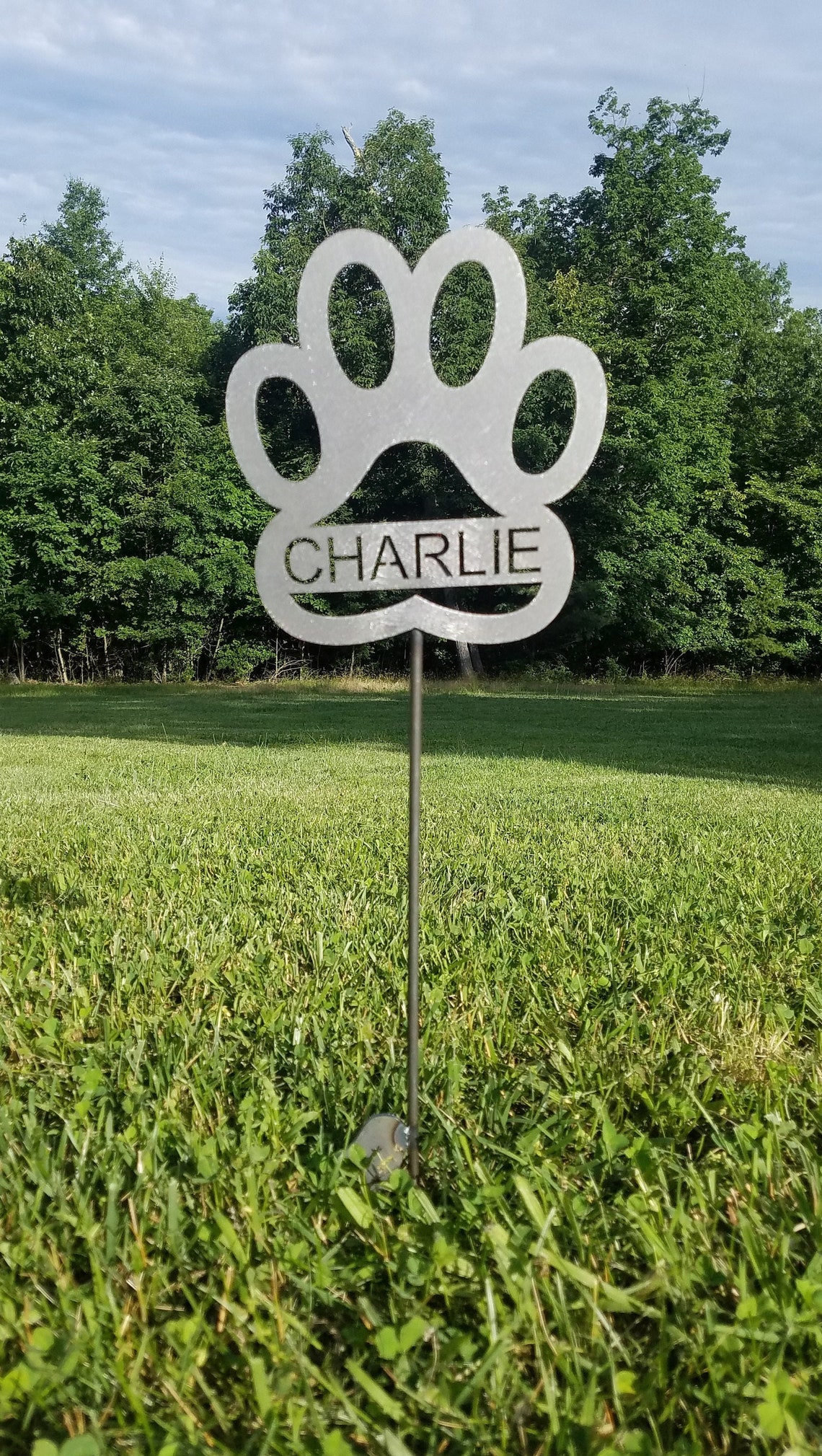 Dog Garden Stake With Heart and Paw Metal Garden Sign Custom Etsy