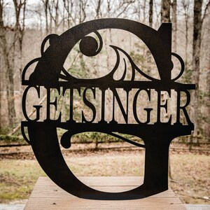 22 Family Name SignMetal Monogram Door Hanger for Inside or Outside-Metal Name Sign Wedding Gift-Housewarming Present-11th anniversary image 2