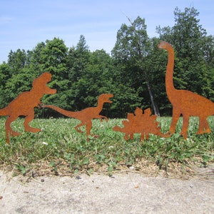 Dinosaur Metal Garden Stakes- Garden Sign- Custom Garden Sign- Free Shipping! - Garden Art- Trex, Raptor, brachiosaurus, Stegosaurus