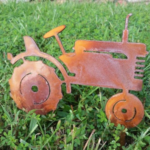 Rustic Tractor Garden Stake- Metal Garden Sign- Handmade -John Deere- JD- Farmall- Oliver- Kubota- International Harvester- Farmer- Memorial