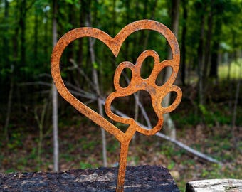 Personalized Dog Memorial Garden Stake, Heart Paw Metal Sign, Pet Grave Marker, Custom Dog Name Sign, Dog Loss Gift, Pet Memorial gift
