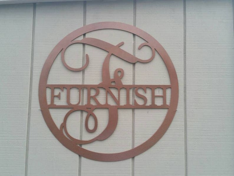 Family Name Sign\u201322\u201d Metal Name Sign Wedding Gift-Housewarming Present-11th anniversary Metal Monogram Door Hanger for Inside or Outside