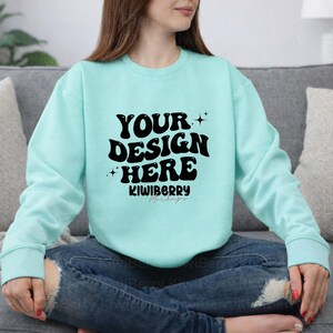 Comfort Colors 1566 Chalky Mint Sweatshirt Mockup | CC1566 Apparel Mockup | JPG Digital Download