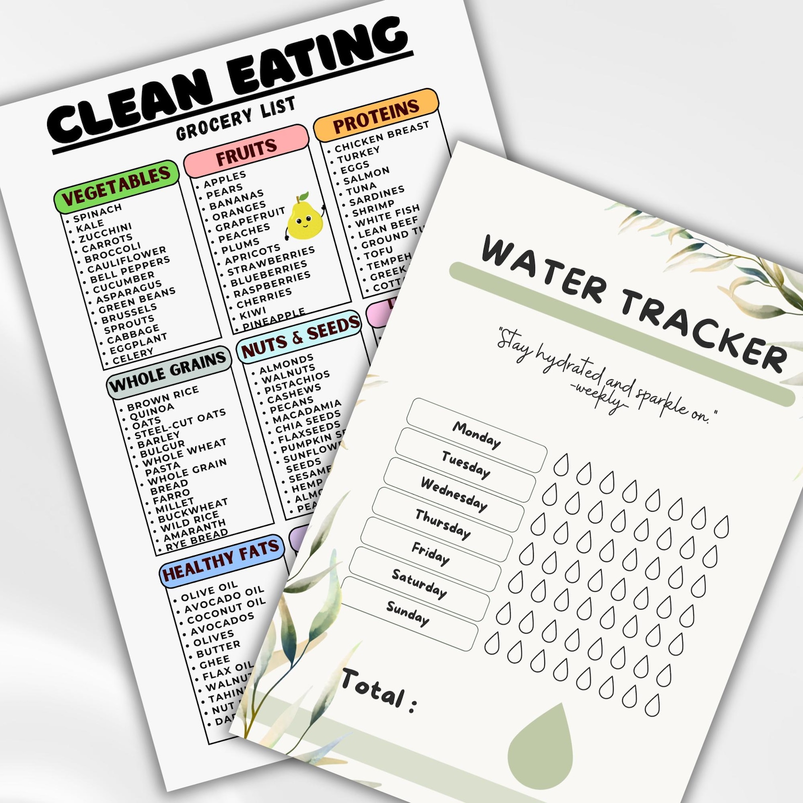 Clean Eating Grocery List Printable, Healthy Food Shopping List, Whole ...