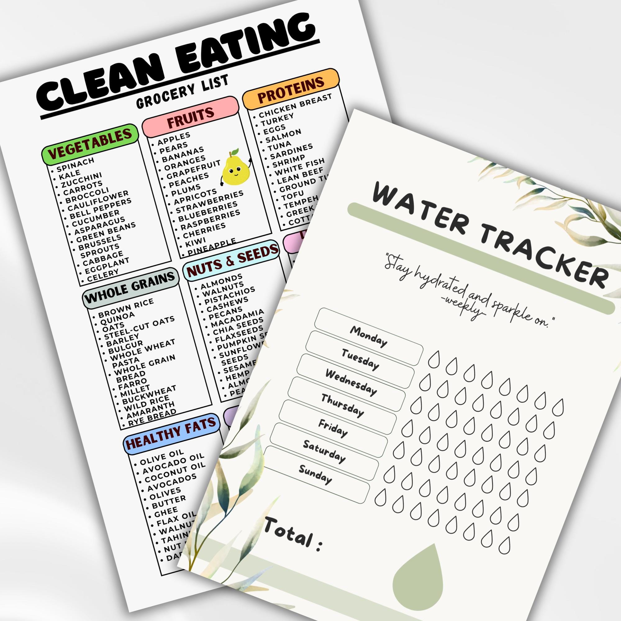 Clean Eating Grocery List Printable, Healthy Food Shopping List, Whole ...