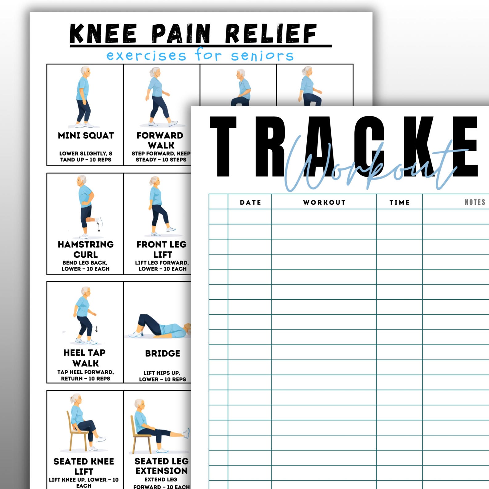 Knee Pain Relief Exercises for Seniors, Chair and Standing Workout ...