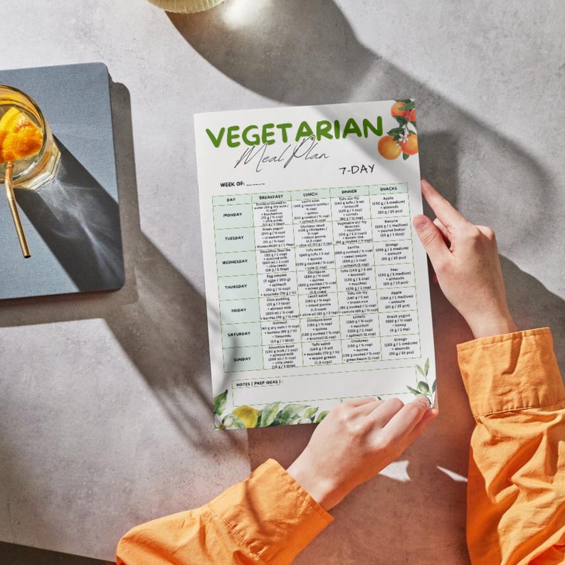 Vegetarian 7 Day Meal Plan Printable, Plant Based Meal Plan, Healthy ...