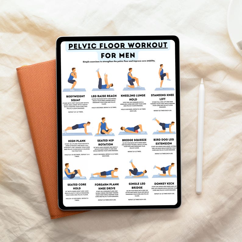 Pelvic Floor Exercises for Men Printable, Kegel Workout Chart, 12 ...