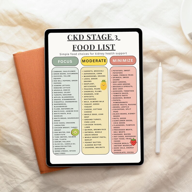 CKD Stage 3 Food List Printable, Kidney Disease Diet PDF, Low Sodium ...