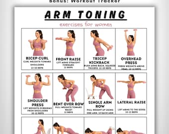 Arm Toning Exercises for Women, Upper Body Workout Printable, Dumbbell Arm Workout, Home Fitness, A5 A4 US Letter PDF