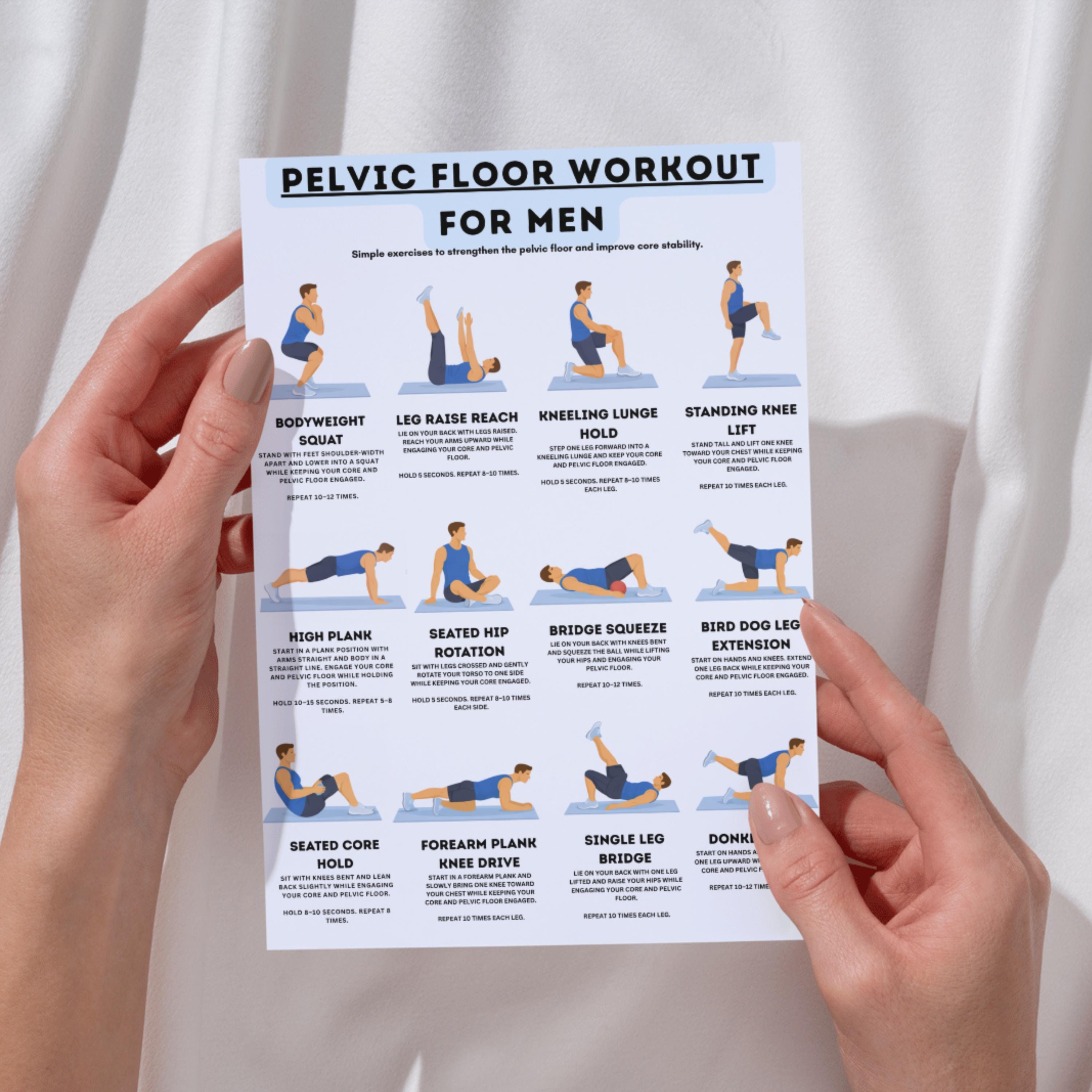 Pelvic Floor Exercises for Men Printable, Kegel Workout Chart, 12 ...