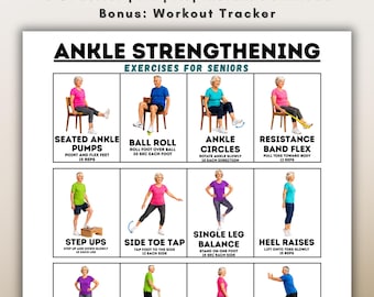 Ankle Strengthening Exercises for Seniors, Balance & Stability Workout, Fall Prevention Exercises, Printable Chart PDF