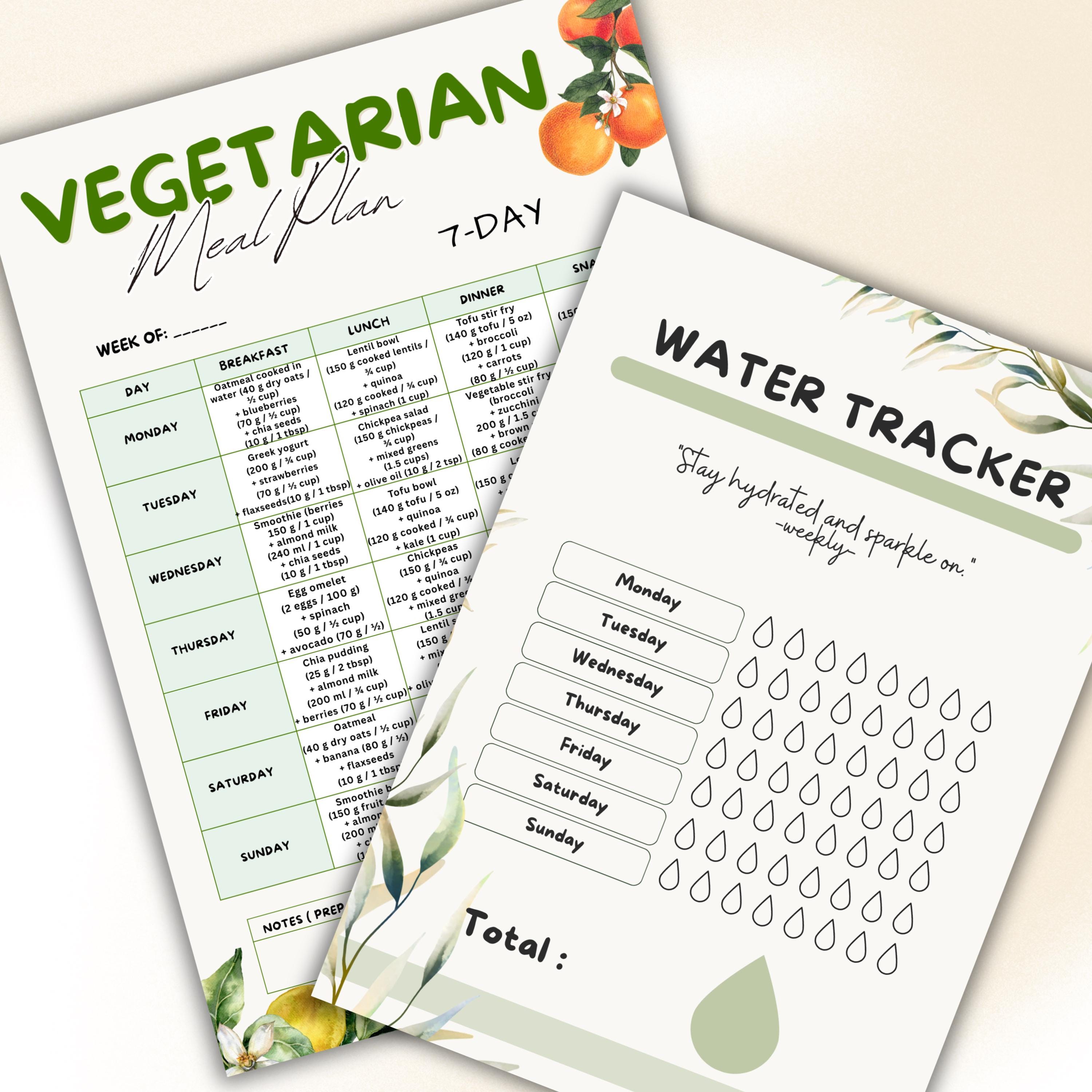 Vegetarian 7 Day Meal Plan Printable, Plant Based Meal Plan, Healthy ...