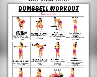 Dumbbell Workout for Women, Full Body Strength Training Printable, Home Workout Plan, Weight Training Guide, A5 A4 US Letter PDF