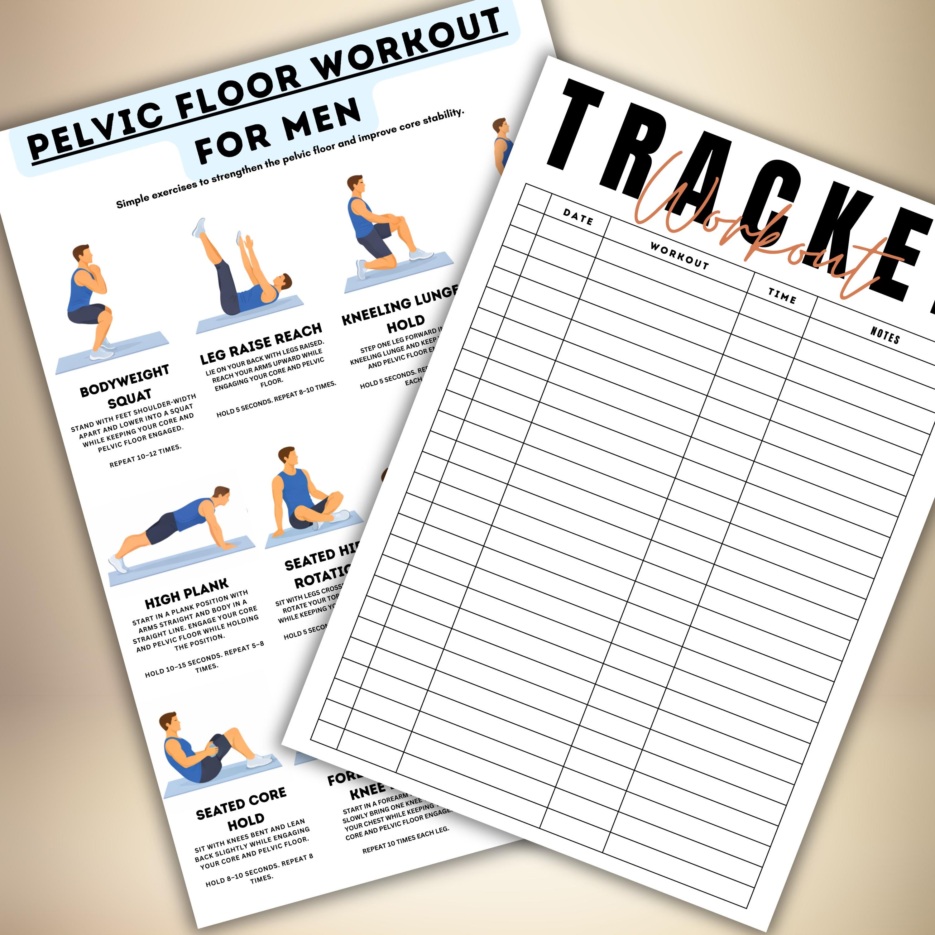 Pelvic Floor Exercises for Men Printable, Kegel Workout Chart, 12 ...