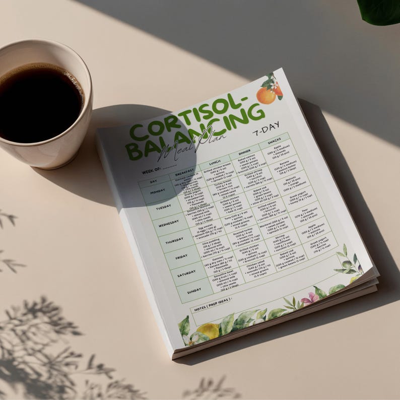 Cortisol Balancing 7 Day Meal Plan Printable, Stress Hormone Diet Plan ...