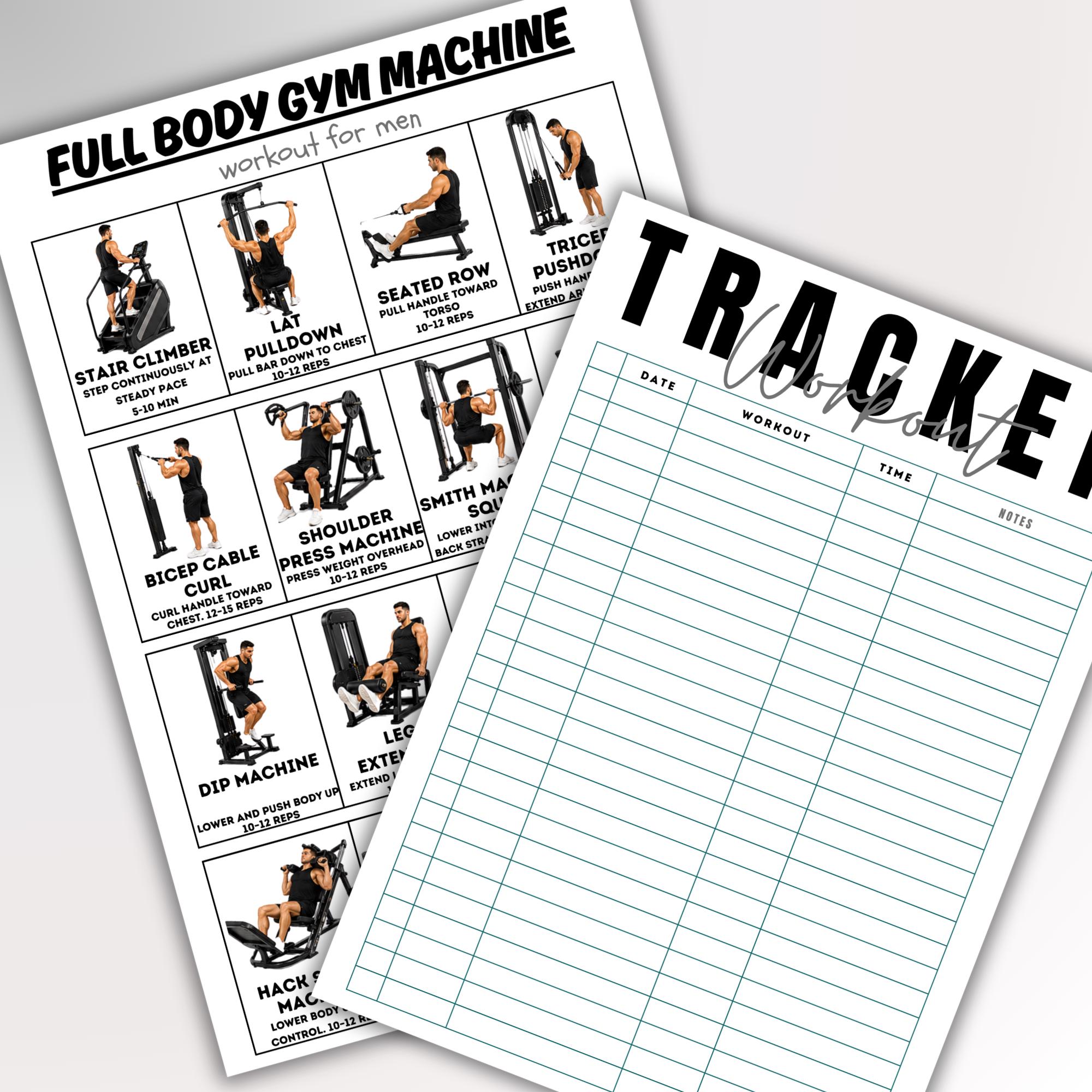 Gym Machine Workout Plan.pdf Full Body Gym Machine Workout for Men, Strength Training Printable, Gym ...