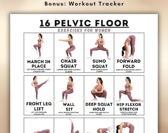 Pelvic Floor Exercises for Women, Kegel & Core Strength Routine, Pelvic Health Workout Printable, A5 A4 PDF