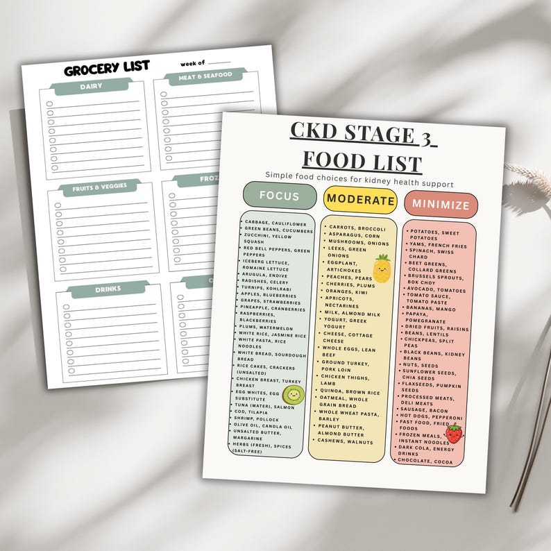 CKD Stage 3 Food List Printable, Kidney Disease Diet PDF, Low Sodium ...