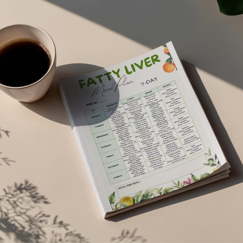 Fatty Liver 7 Day Meal Plan Printable, Liver Detox Diet Plan, NAFLD ...